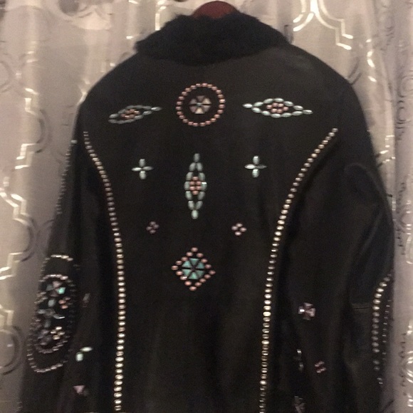 Black leather jacket rhyme stones 2x - Picture 4 of 4